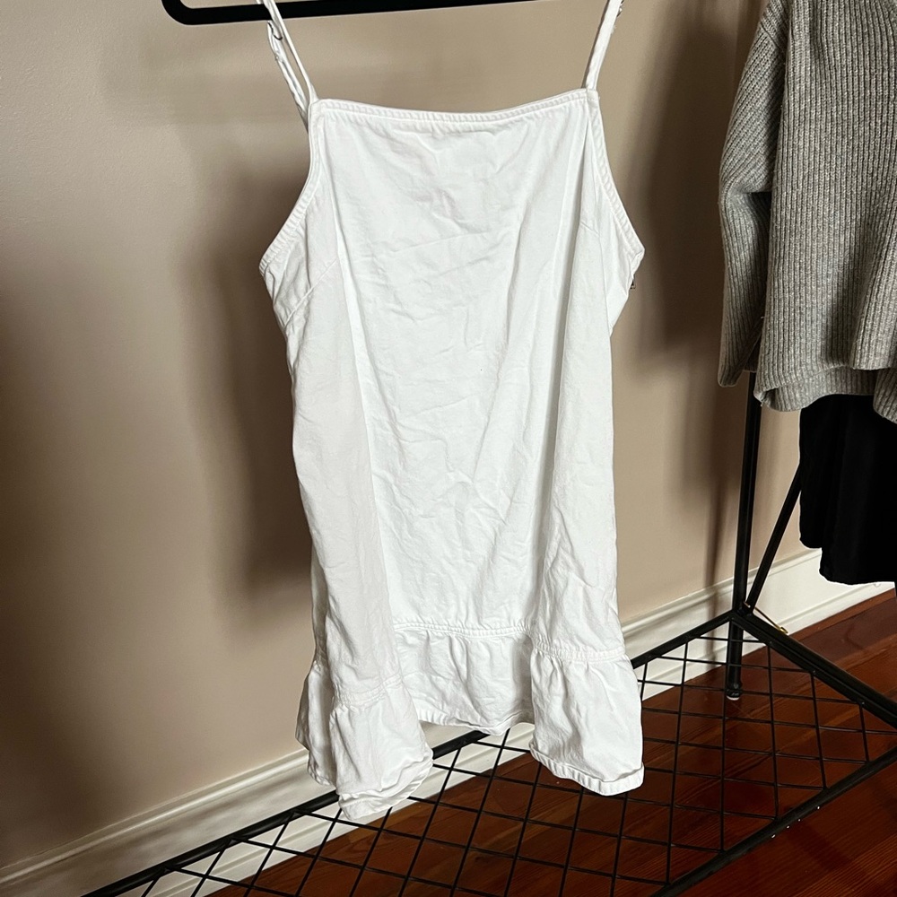 White Spaghetti Strap Denim Dress
